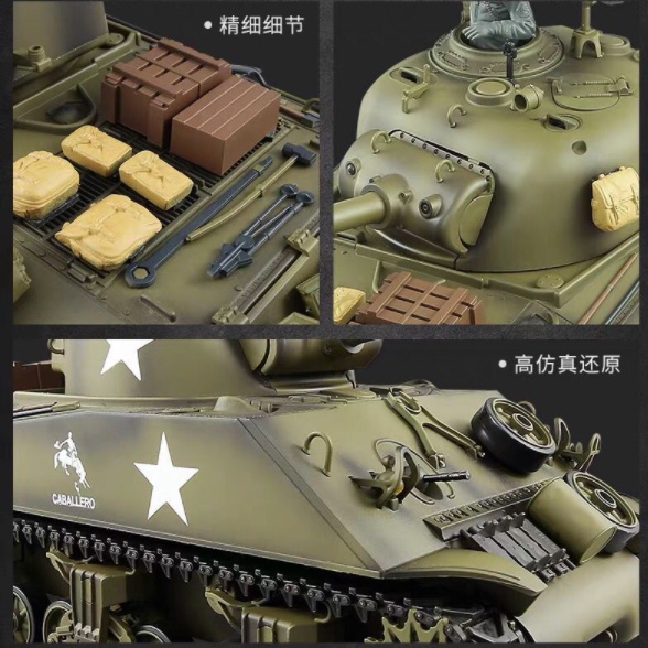 Xe tăng điều khiển Henlong 1:16 USA M4A3 7.0 Nhả Khói Băn Đan Âm Thanh Như Thật