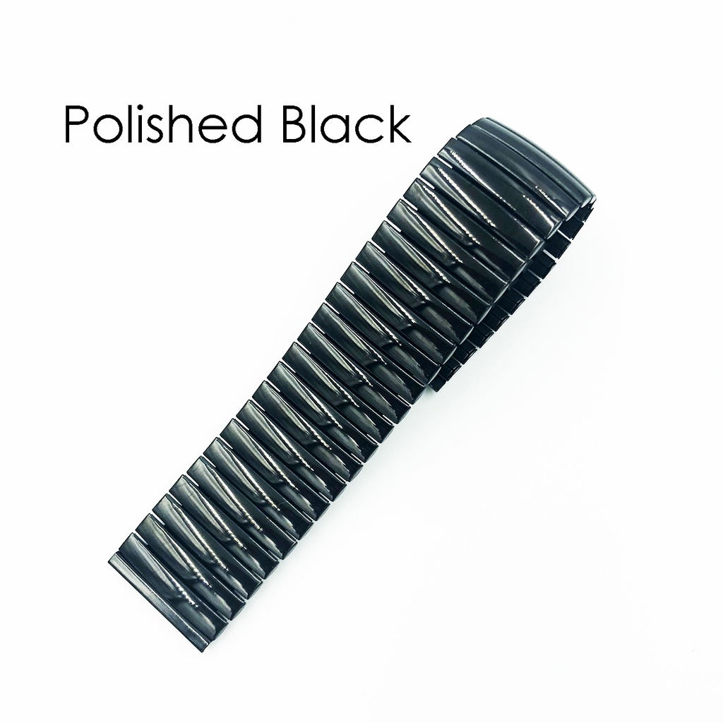Dây Đeo Đồng Hồ Bằng Thép Không Gỉ Co Giãn Màu Bạc/Đen Bóng 20mm 22mm