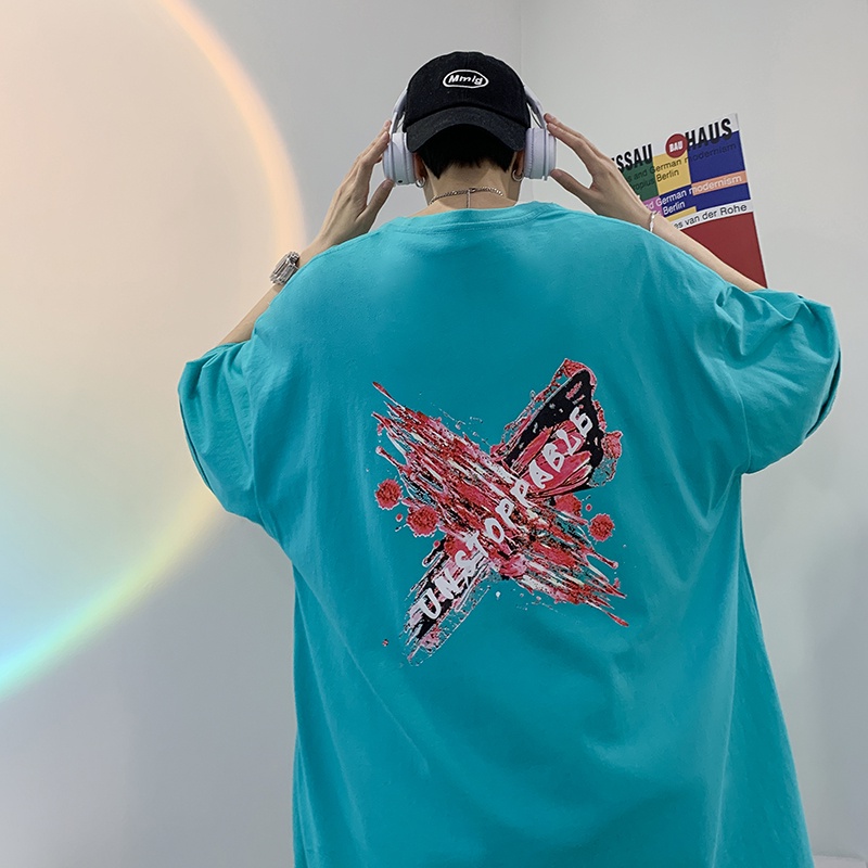 Áo Thun Nam Tay Ngắn Dáng Rộng In Hình Thời Trang Mỹ 2022