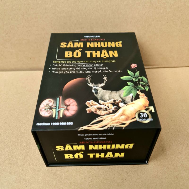 Viên uống tăng cường sinh lý nam Sâm Nhung Bổ Thận giảm đau lưng, mỏi gối, tiểu đêm nhiều - Hộp 30 viên