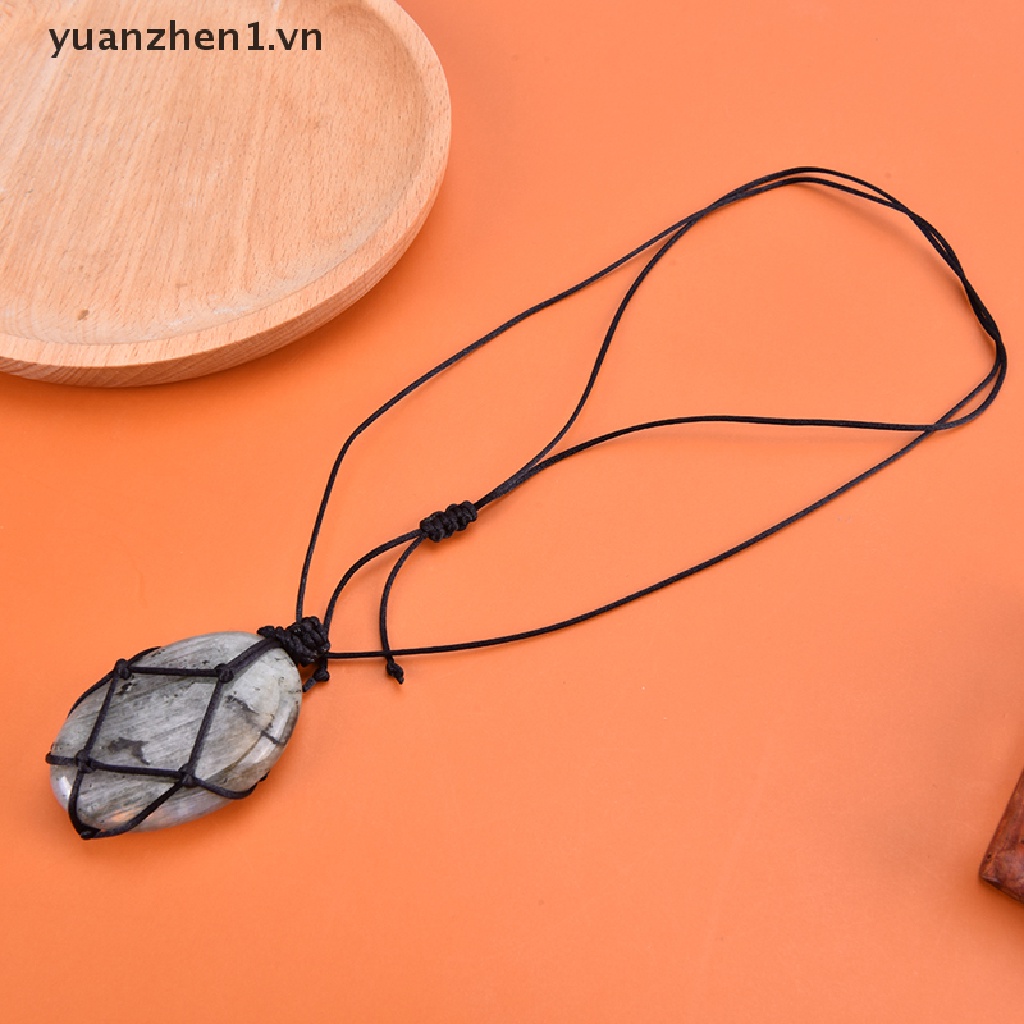 Zheng Mặt Dây Chuyền Đá Pha Lê Tự Nhiên Chính Hãng labrador feldspar Dạng Lưới Dệt Bằng Tay
