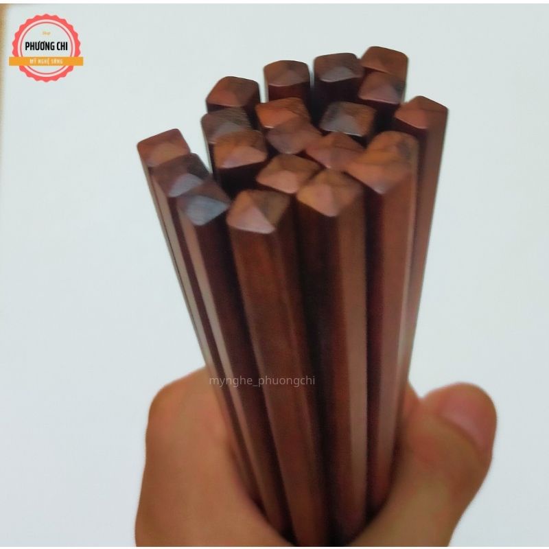 Đũa gỗ trắc siêu chắc siêu bền chống mốc [ bộ 10 đôi ], Đũa gỗ cao cấp không chất bảo quản | Mỹ nghệ phương chi