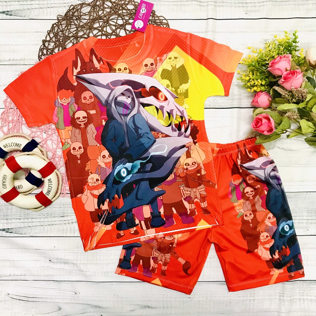 Đồ bộ bé trai, bộ thun lạnh in 3D hình Sans, Error Sans, Ink Sansho mịn mát size đại từ 10kg - 57kg