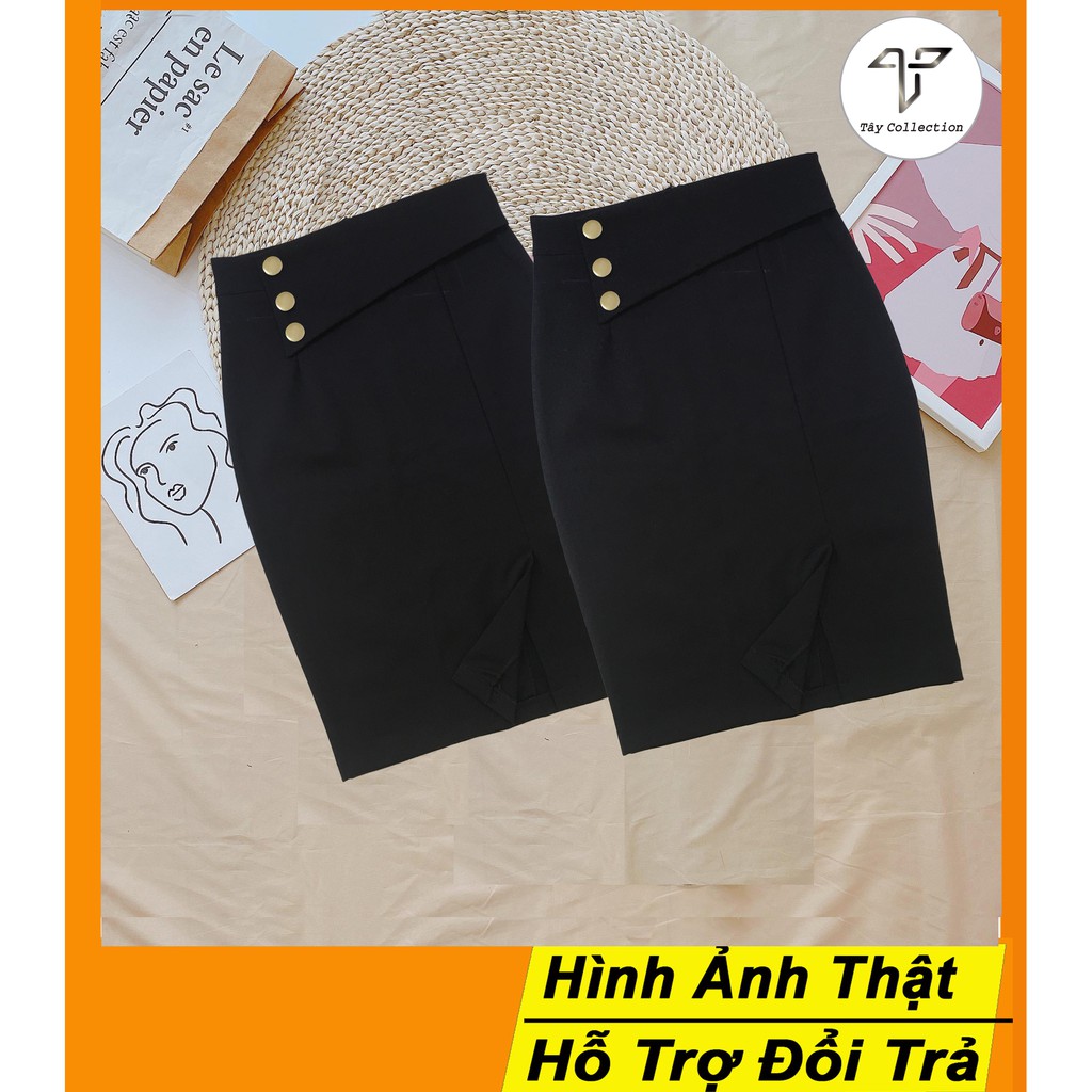 Chân Váy Bút Chì Phối Vạt Chéo Đính Nút Cao Cấp TÂY COLLECTION | BigBuy360 - bigbuy360.vn