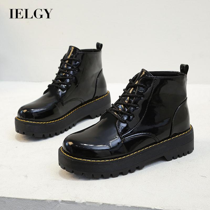 Giày boot Martin IELGY màu đen đế dày thời trang cho nữ