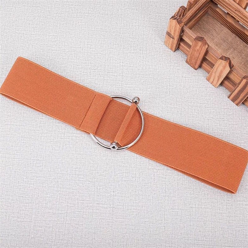 Thắt Lưng Co Giãn Màu Đen Khóa Tròn Thời Trang Cho Nữ