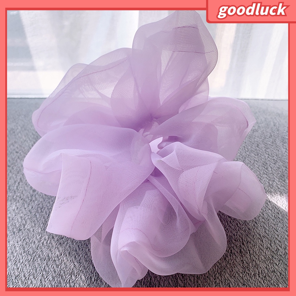 Dây Buộc Tóc Đuôi Ngựa Vải Tuyn Co Giãn Màu Sắc Trơn Cho Nữ