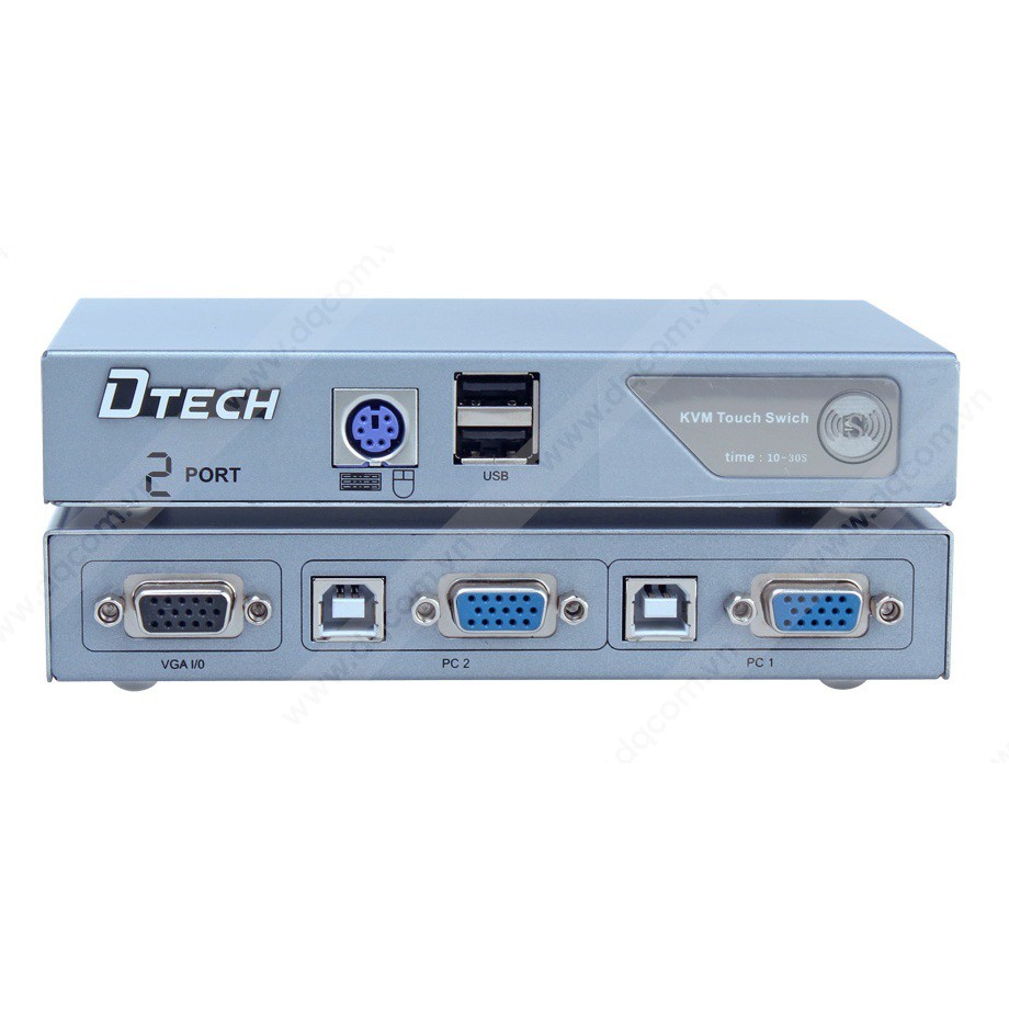 VGA KVM Switch 2 port Dtech DT-8021 hai máy tính dùng 1 màn hình và 1 bộ phím chuột, tặng cáp VGA và cáp USB