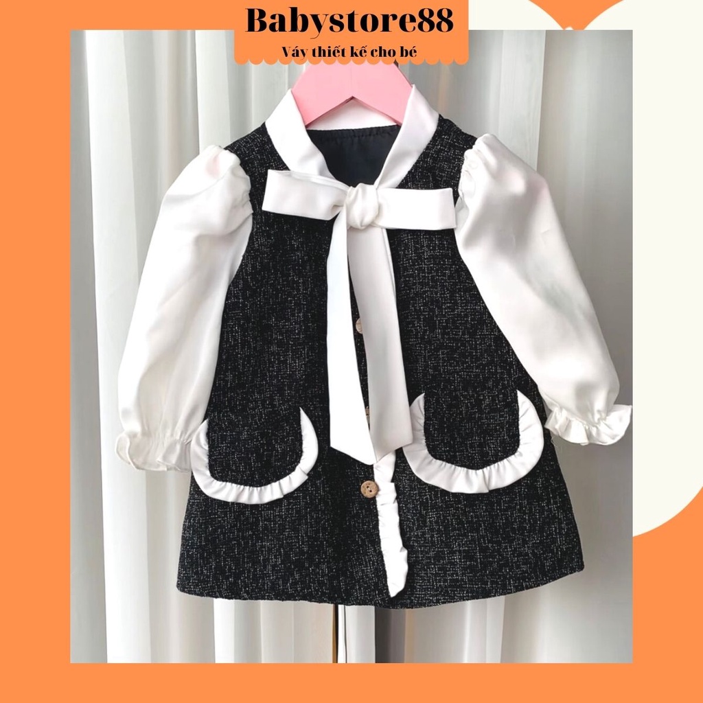 Đầm cho bé gái sơ sinh, 0,1,2,3,4,5,6,7,8 tuổi Babystore88, Váy bé gái thu đông dài tay hàng thiết kế V58