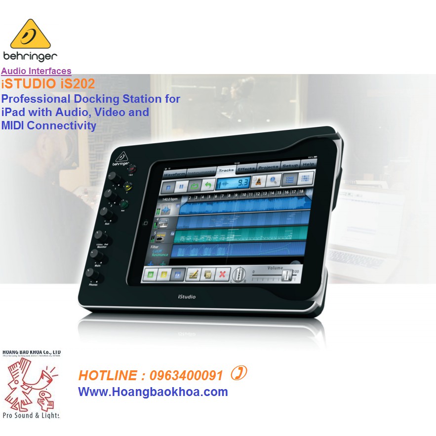 Soundcard Behringer iSTUDIO iS202 -Kết Nối iP.a.d bằng MIDI - Sản phẩm không bao gồm i.pad