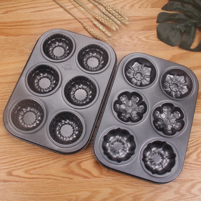 Khuôn nướng bánh cupcake, muffin, rau câu 6 ô loại to dày - T0184