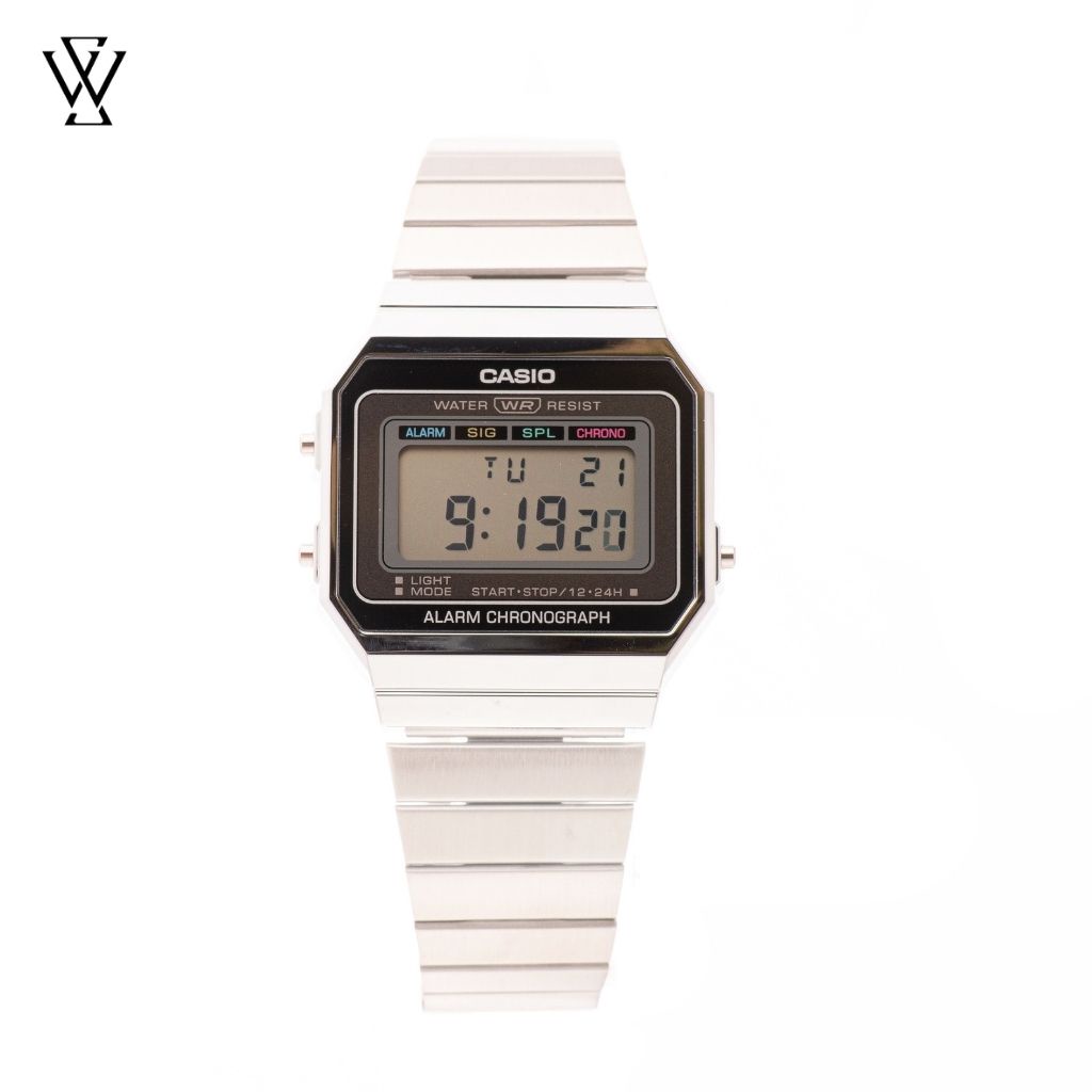 Đồng Hồ Điện Tử Unisex Casio WATCHSTORE A700W-1ADF Thiết Kế Mặt Kính Khoáng 35.5mm, Dây Đeo Kim Loại, Vỏ Nhựa Bền Bỉ