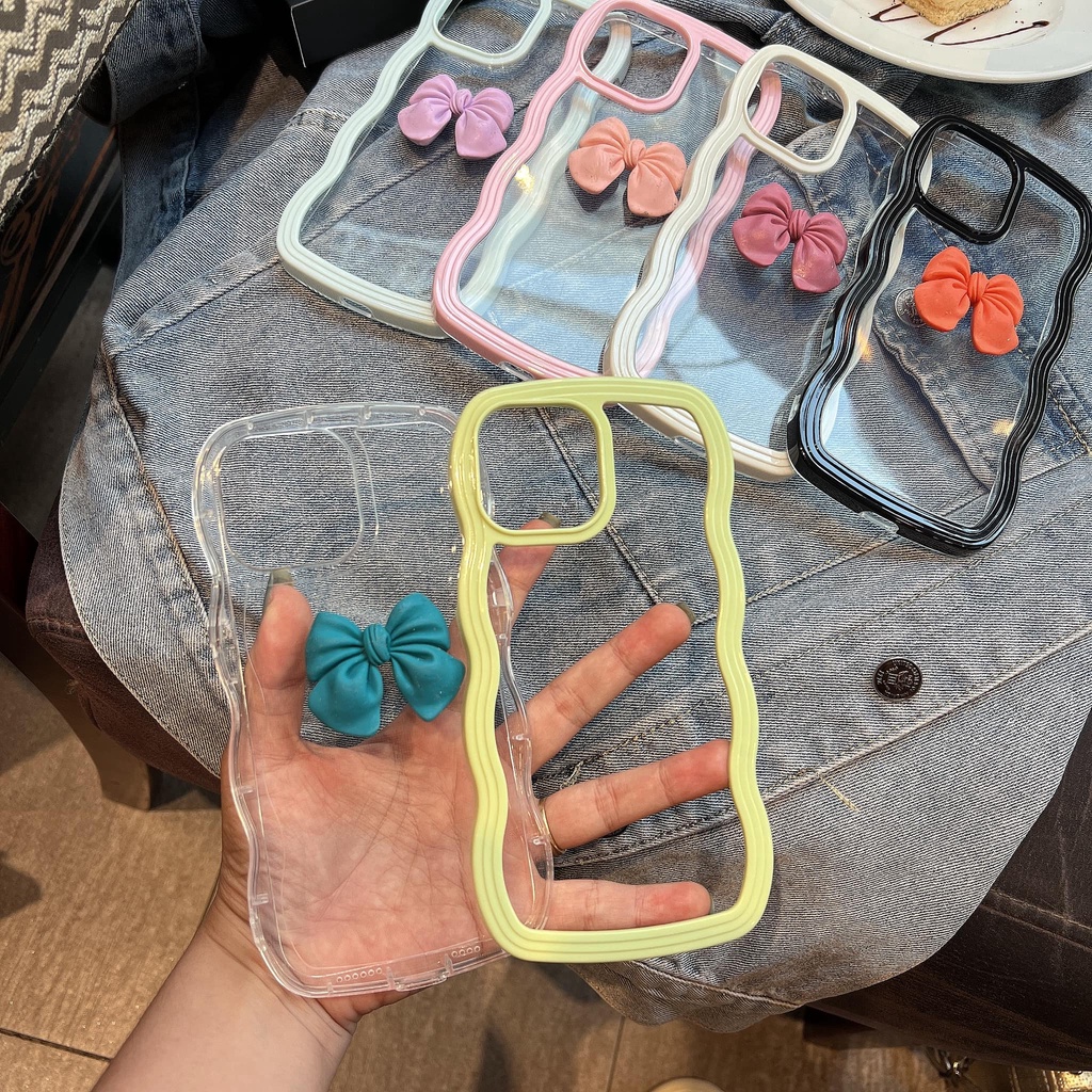 Ốp lưng iphone mây 2 mảnh gắn nơ TPU bo viền x xsmax 11 11promax 12 12pro 12promax 13 13pro 13promax DT14