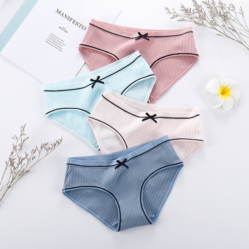 COMBO 5 Quần lót nữ cotton gân tăm phối nơ xinh ONE SIZE DƯỚI 55KG SIÊU SALE !! SIÊU SALE !! FREE SHIP