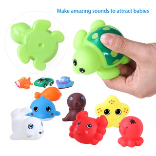 TOYMYTOY 12 Pcs Bath Toys Vehicles Fun Sea Animals Toys Set for Babies Toddlers