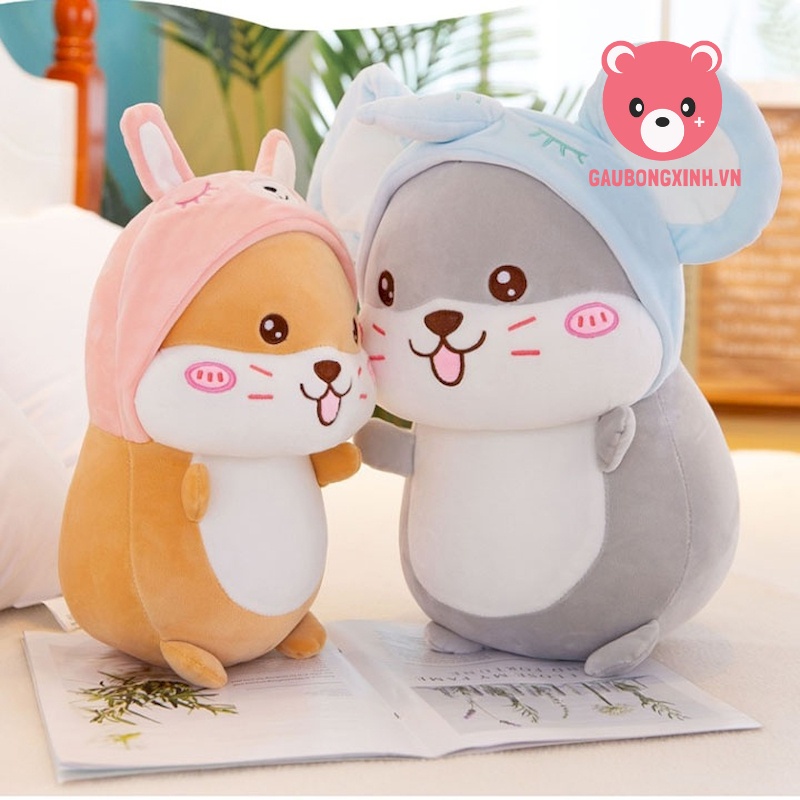 Gấu Bông Chuột Hamster Đáng yêu, Thú nhồi bông Chuột Đội Mũ Siêu cute, Quà tặng đồ chơi ý nghĩa