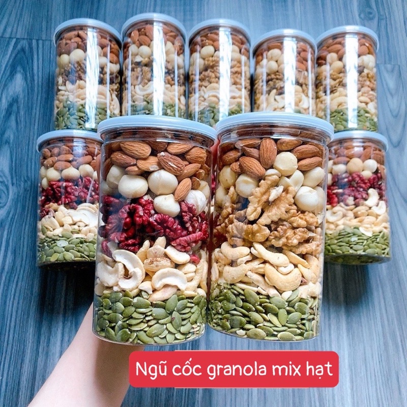 Hạt Dinh Dưỡng Mix 5 Loại Hạt Macca, Hạt  điều, óc chó, hạt bí, hạt hạnh nhân hộp 500g loại cao cấp