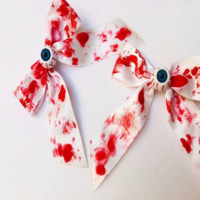 Kẹp Tóc Dài Đính Nơ Mắt Đáng Sợ Không Trơn Trang Trí Tóc