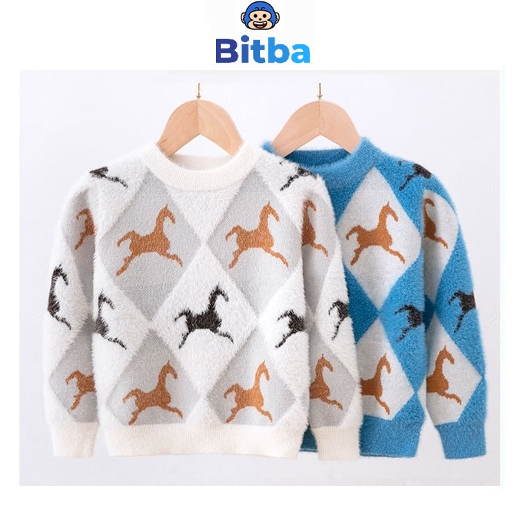 Áo len cho bé trai gái lông cừu mền mịn thời trang trẻ em thu đông từ 2 đến 7 tuổi BATBA