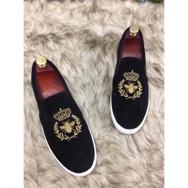 Giày sliponn da nam mác thêu ong vua (free ship)