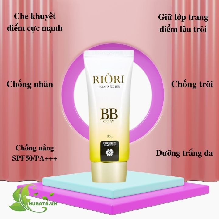 Kem nền che khuyết điểm lâu trôi kiềm dầu Riori BB Cream 50g