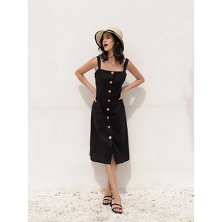 Đầm dây đính nút nữ yv le & co - cotton spandex
