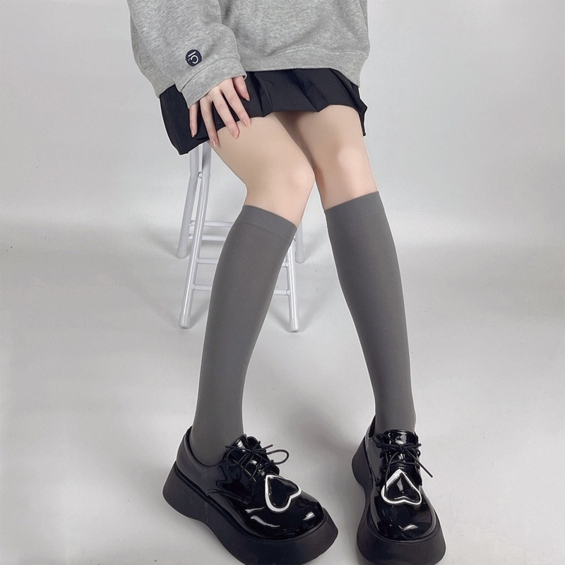 Vớ Nữ Dài Trên Gối Màu Sắc Trơn Phong Cách Harajuku Nhật Bản