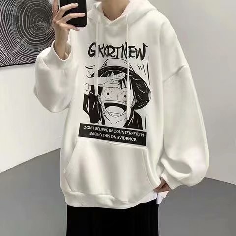 Áo hoodie áo 100% cotton tay dài in họa tiết One Piece thời trang Harajuku cho nam size m-5xl