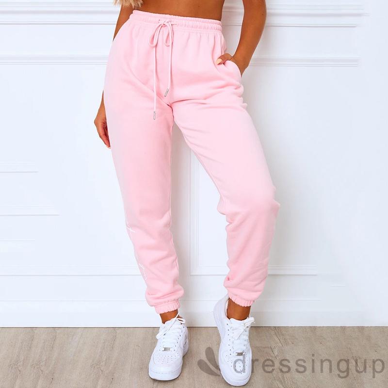 Quần jogger lưng thun màu trơn phong cách thể thao dành cho nữ