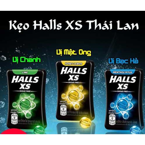 Kẹo ngậm không đường HALLS XS vị Redbull / Bạc hà / Chanh / Chanh mật ong Thái Lan - hộp 15gr