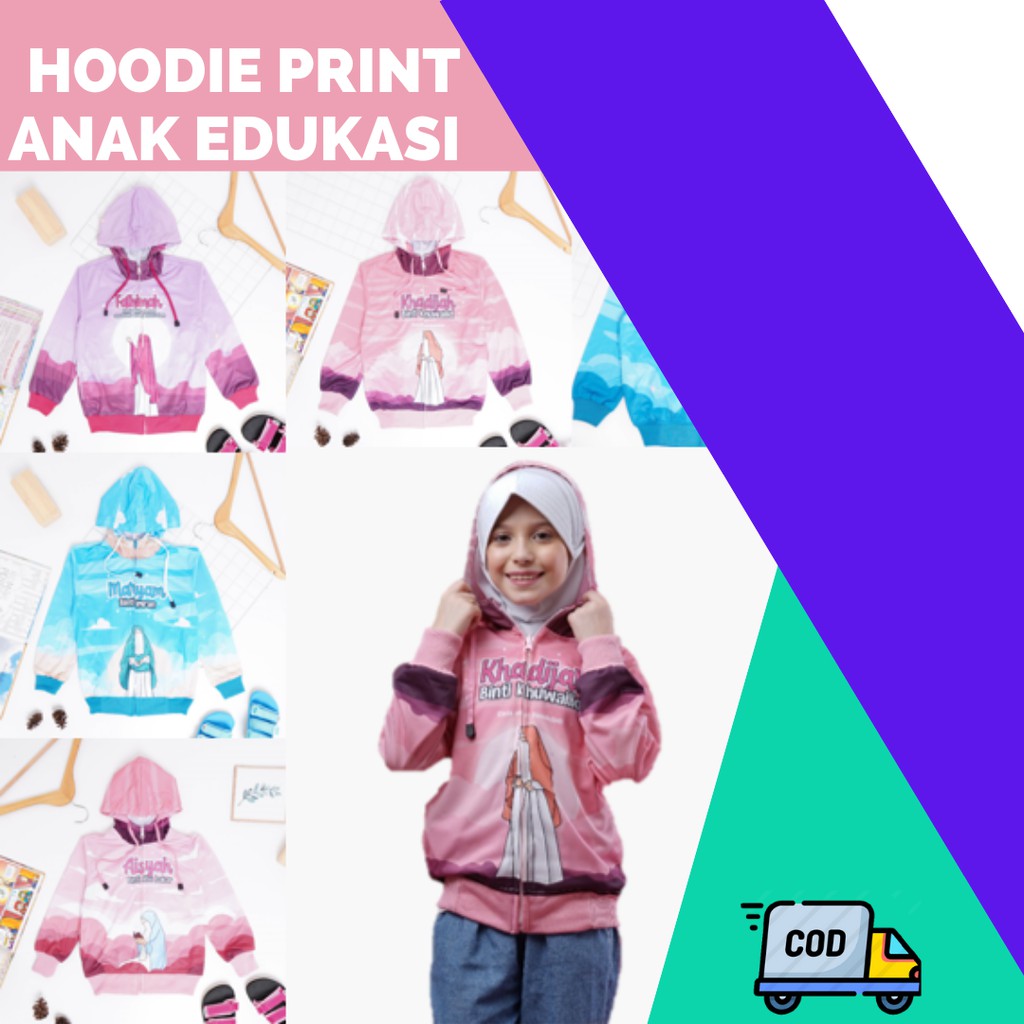 Áo khoác Hoodie toàn bộ in hình nhân vật phụ nữ Hồi Giáo