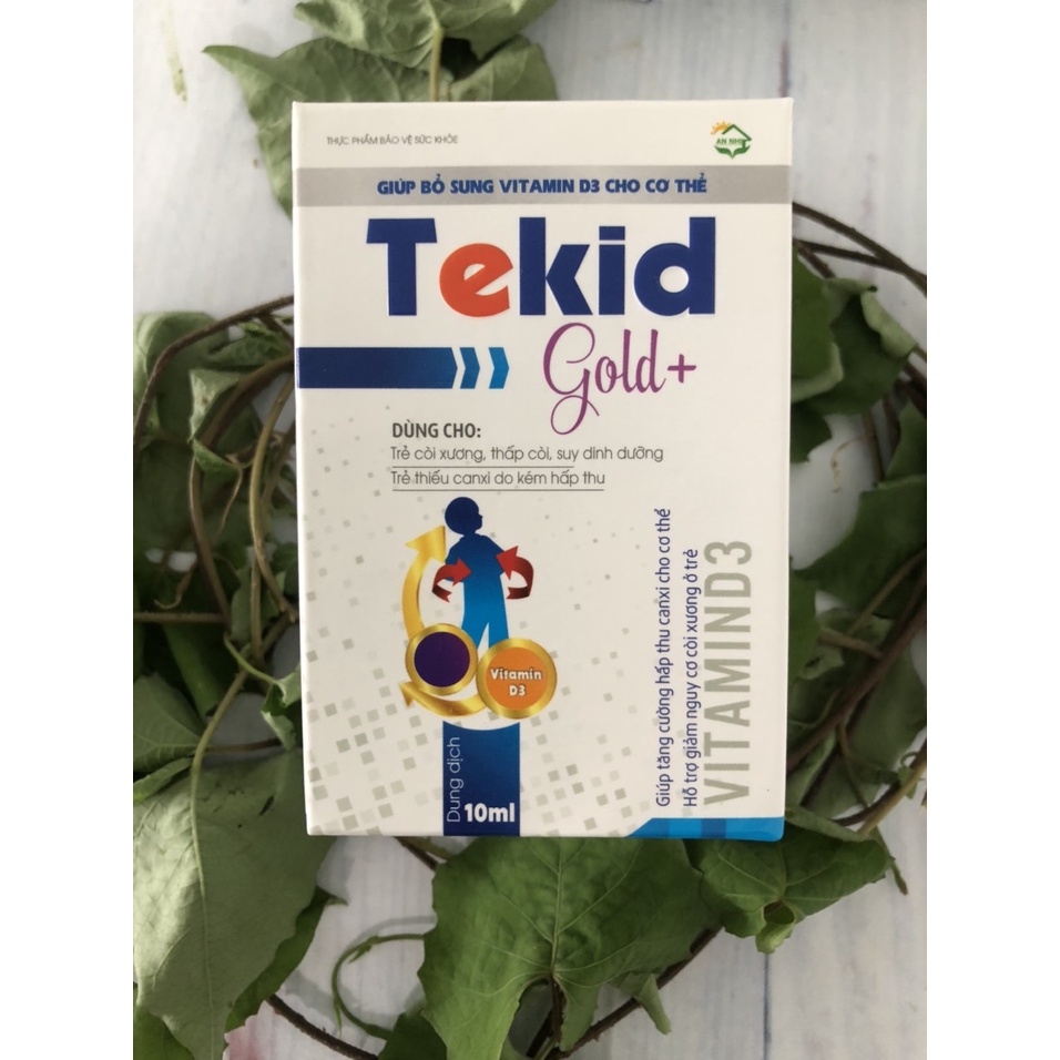 Vitamin D3 TEKID GOLD+ Bổ sung vitamin D3 cho trẻ, giúp tăng cường hấp thu canxi cho trẻ, giảm nguy cơ còi xương