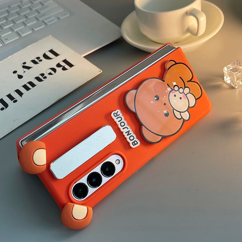 Ốp điện thoại cứng họa tiết hoạt hình đáng yêu có giá đỡ cho Samsung Galaxy Z Fold 3 5G Z Fold 3