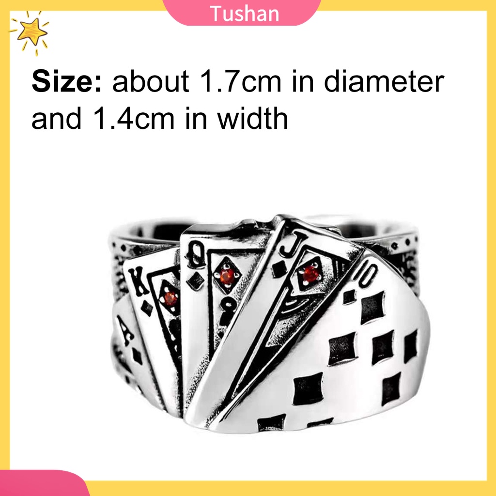 [TS] - Nhẫn Hở Khắc Lá Bài Poker Cổ Điển Có Thể Điều Chỉnh Kích Thước Cho Bữa Tiệc