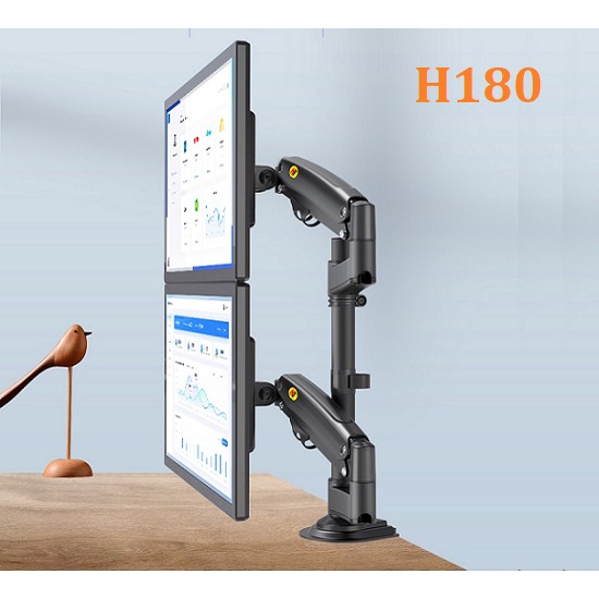 Giá Treo Hai Màn Hình NB H180 22-32 Inch - Tay Treo Màn Hình Kép Xếp Màn Trên Dưới