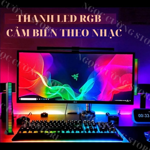 Thanh đèn led rgb nháy theo nhạc,16 TRIỆU MÀU ĐIỀU KHIỂN BẰNG APP TẶNG SẠC, đèn trang trí,decor phòng cảm biến âm thanh