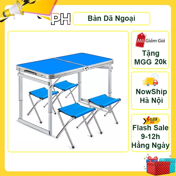 Bàn dã ngoại, gấp gọn đa năng bộ gồm 1 bàn và 4 Ghế Tùy chỉnh độ cao phù hợp du lịch dã ngoại LY1