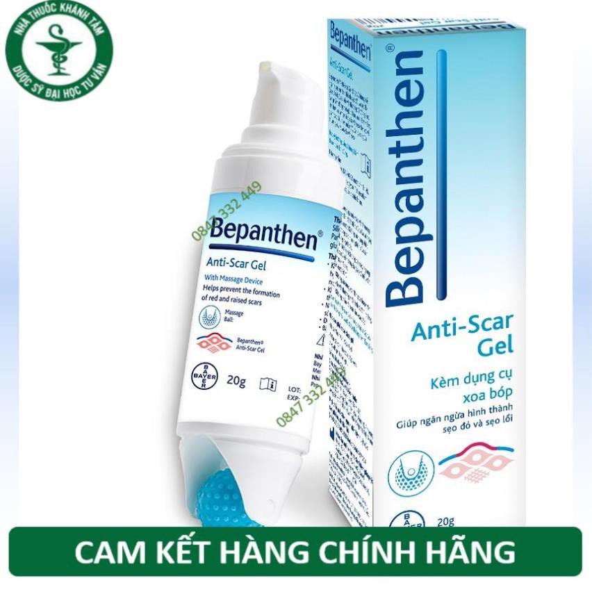 Gel giúp ngăn ngừa hình thành sẹo đỏ và sẹo lồi kèm dụng cụ xoa bóp Bepanthen Anti-scar Gel 20g - Tặng 1 Canesten 100ml