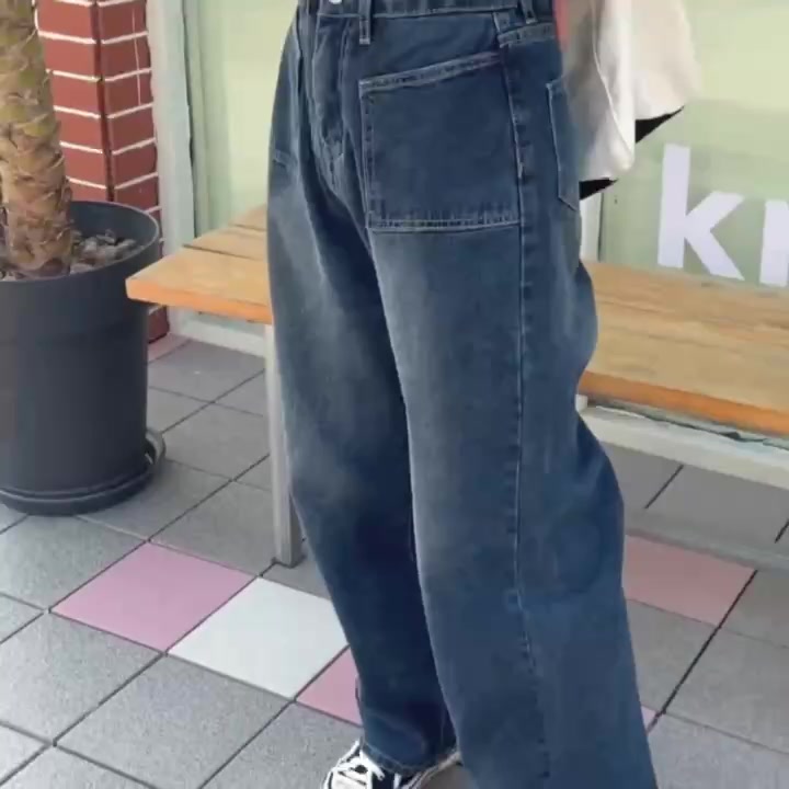 Enjoy Freedom Quần Jean Dài Ống Rộng Lưng Cao Kiểu Vintage Cá Tính Cho Nữ | BigBuy360 - bigbuy360.vn