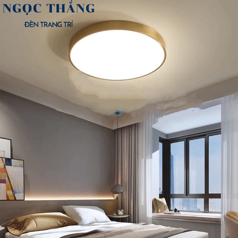 Đèn Mâm LED Ốp Trần Viền Vàng Đồng Trang Trí Phòng Ngủ Phòng Khách Led 3 Màu OD717 Ngọc Thắng