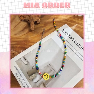 Vòng tay, dây chuyền HANDMADE hạt cườm nhựa đủ màu có charm mặt cười gỗ, mia.order