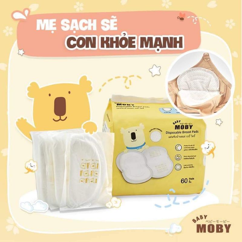 Thấm Sữa Moby Thái Lan Cho Mẹ Bầu 60 Miếng