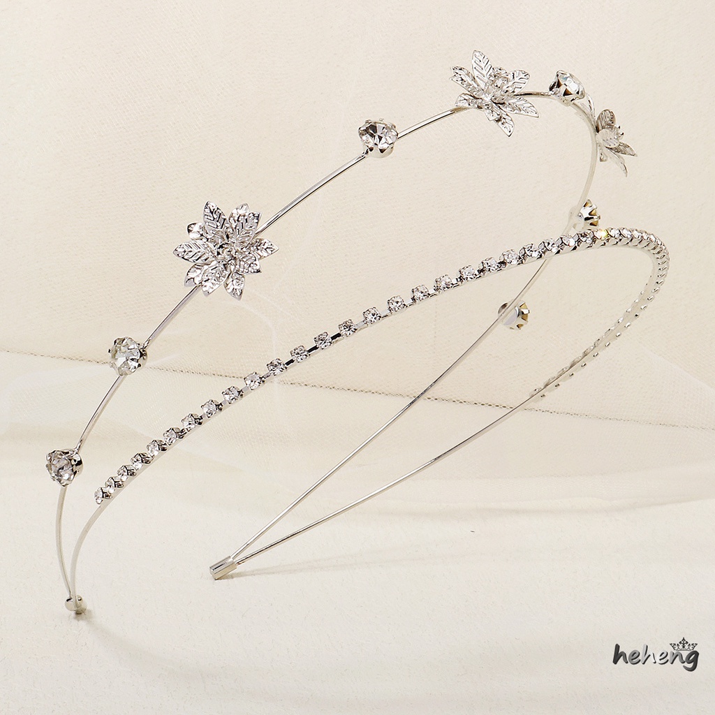Băng Đô Cài Tóc Đính Đá Hình Hoa Dành Cho Phù Dâu