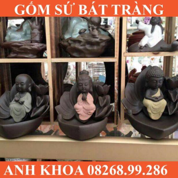 Tượng Phật thiền trên toà sen - Gốm sứ Bát Tràng Anh Khoa