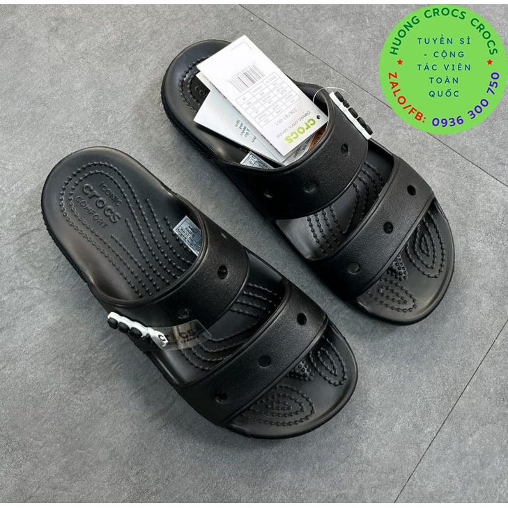 DÉP LÊ 2 QUAI NGANG CROCS BAND CLASSIC MÀU ĐEN CHO CẢ NAM VÀ NỮ HÀNG CHUẨN XỊN FULL BOX