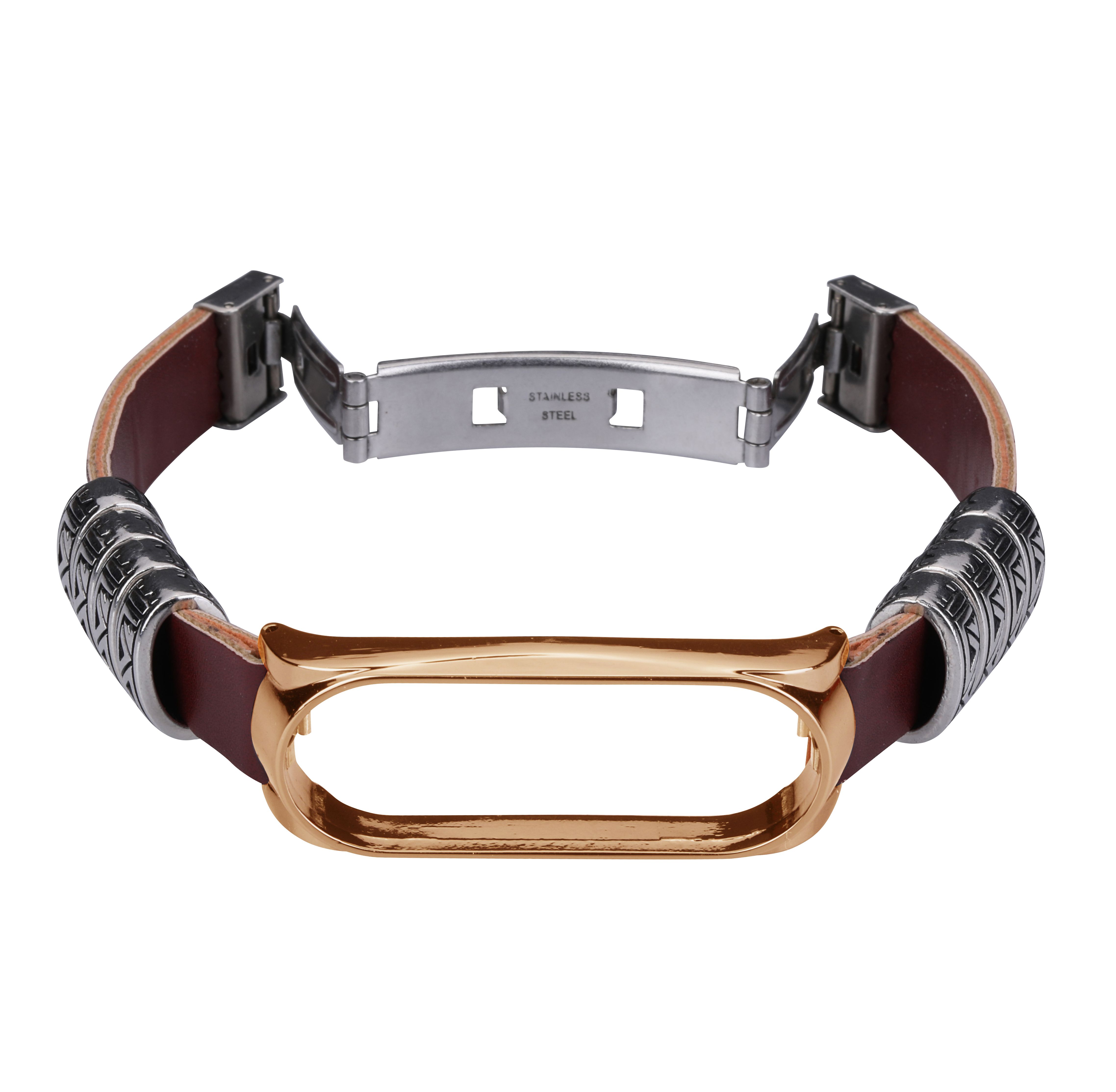 Dây Đeo Thay Thế Chất Liệu Da Thiết Kế Khung Kim Loại Phong Cách Vintage Cho Xiaomi Mi Band 6 5 Nfc 3 / 4