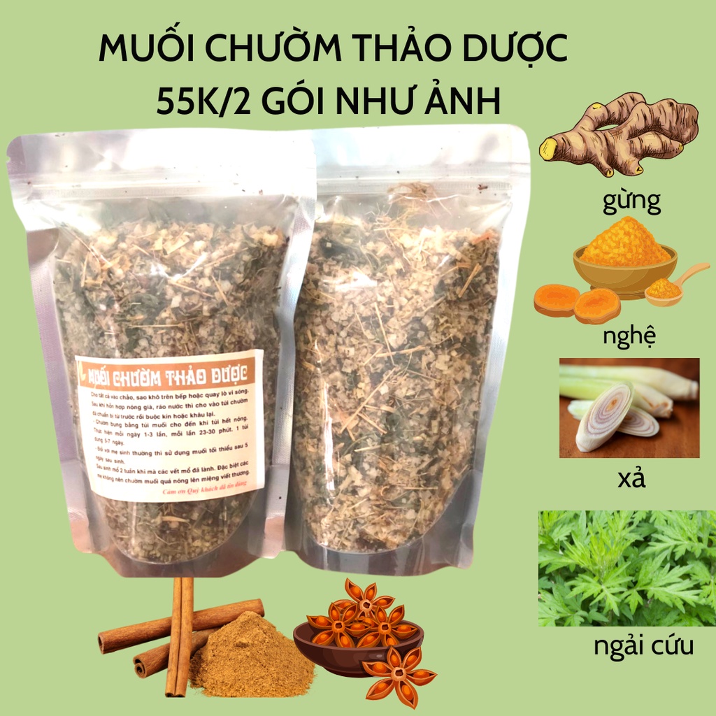 Muối chườm bụng thảo dược sau sinh,1kg 2 gói  co dạ con,giảm eo sau sinh