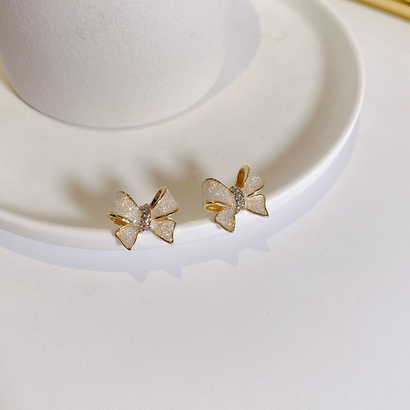 Khuyên Tai Mạ Bạc Đính Nơ Phong Cách Ngọt Ngào Cao Cấp 2022