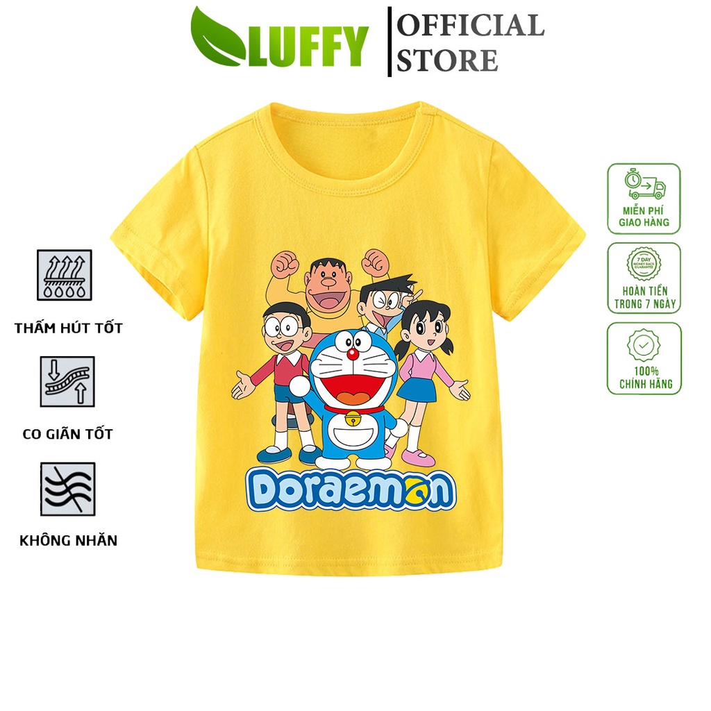 Áo thun bé trai Luffy Store cộc tay in hình Doraemon chất cotton thoáng khí Quần áo trẻ em từ 8-35kg ALUF80