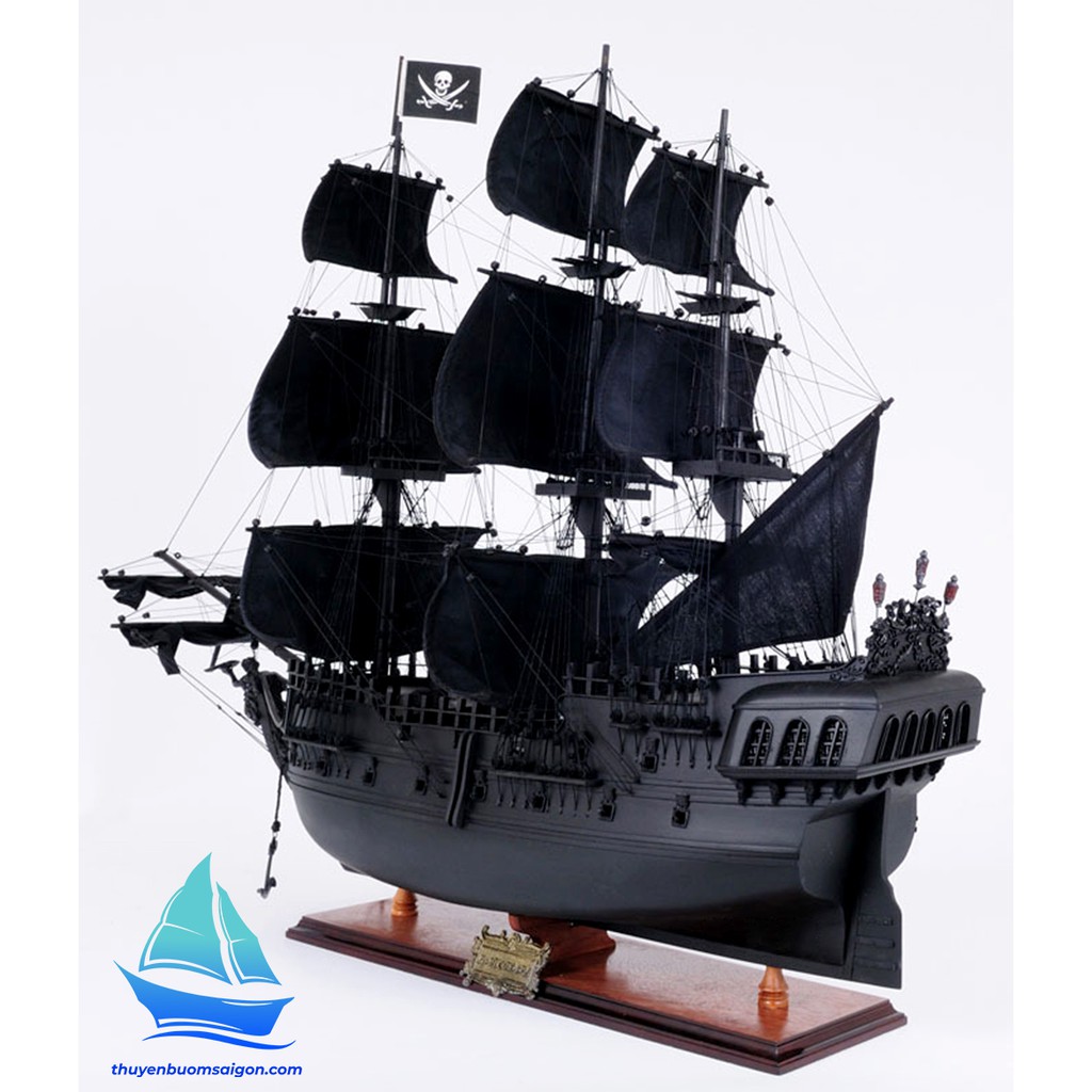 Mô hình thuyền cướp biển hải tặc Black Pearl dài 85cm gỗ tự nhiên lắp ráp sẵn, thuyền gỗ cổ điển trang trí